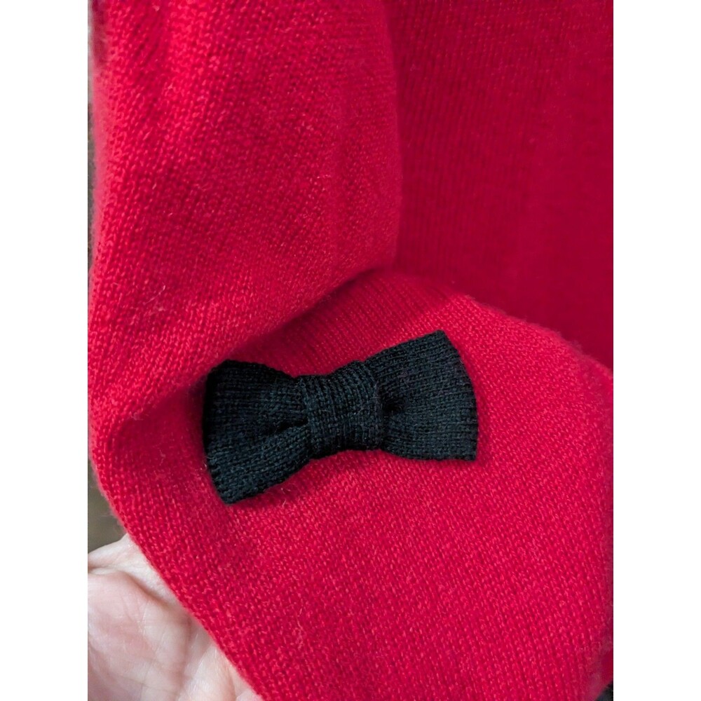 Scott & Scott London NWT Red Crew Neck Black Bows Wool Cashmere Sweater L - Picture 4 of 6